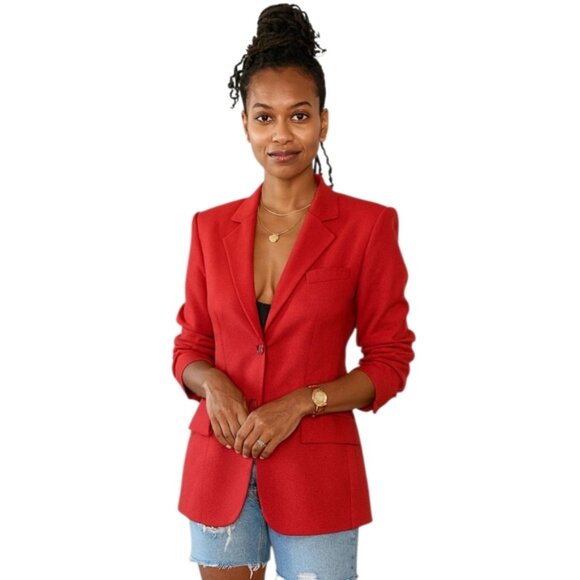 Jackets & Blazers - Andrea Viccaro Vintage Silk Single Breasted Collarless Blazer